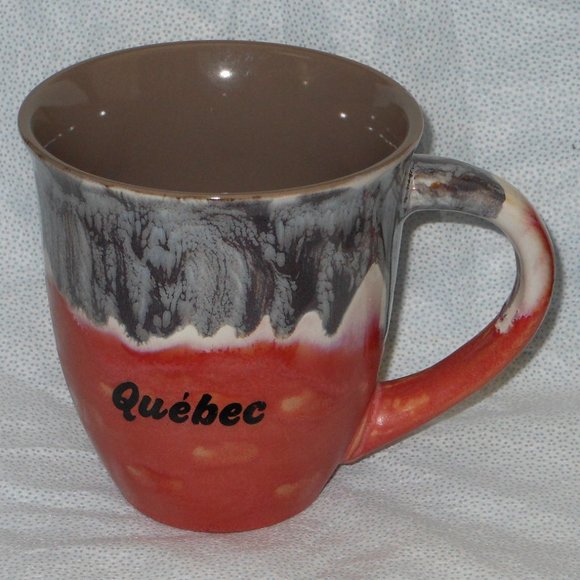 Colorful artistic porcelain Quebec large size coffee mug - Picture 1 of 6